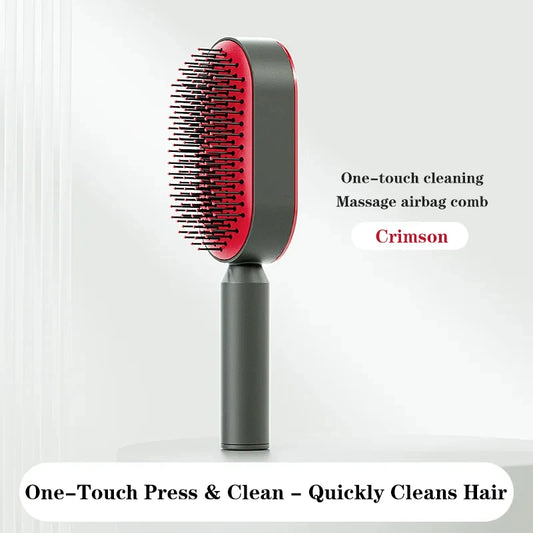 Luxe self cleaning hairbrush Pressing Red